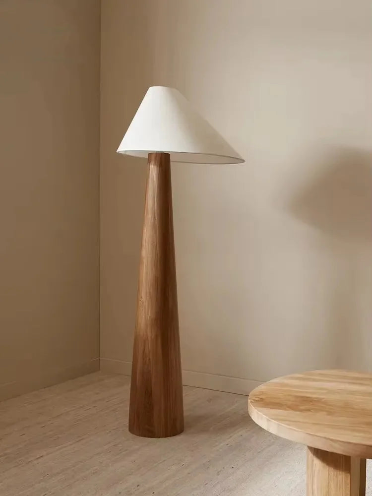 Conical Oak Floor Lamp
