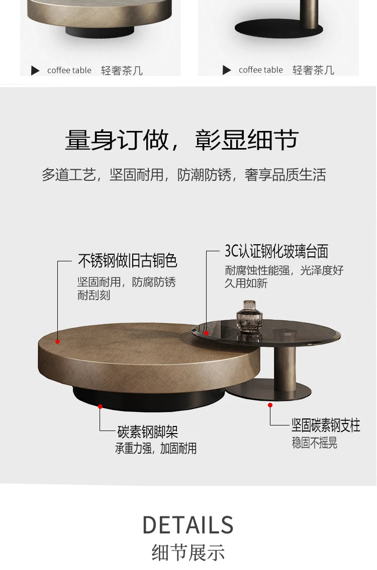 European Luxury Round Tea Table Living Room