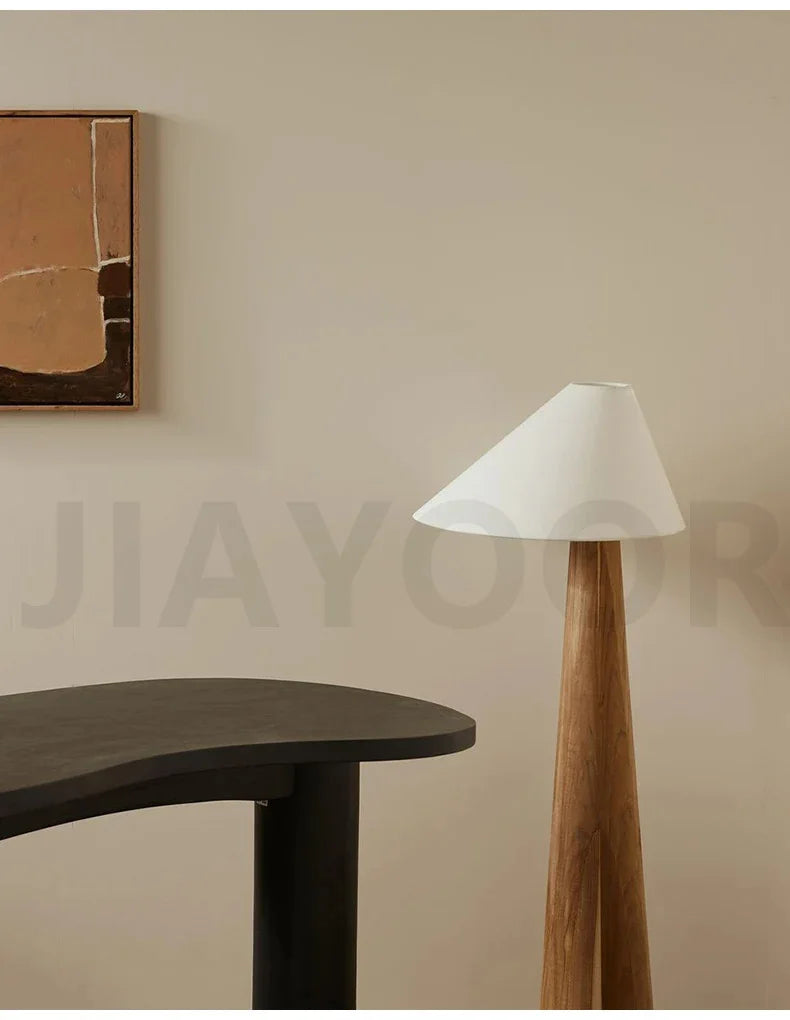 Conical Oak Floor Lamp