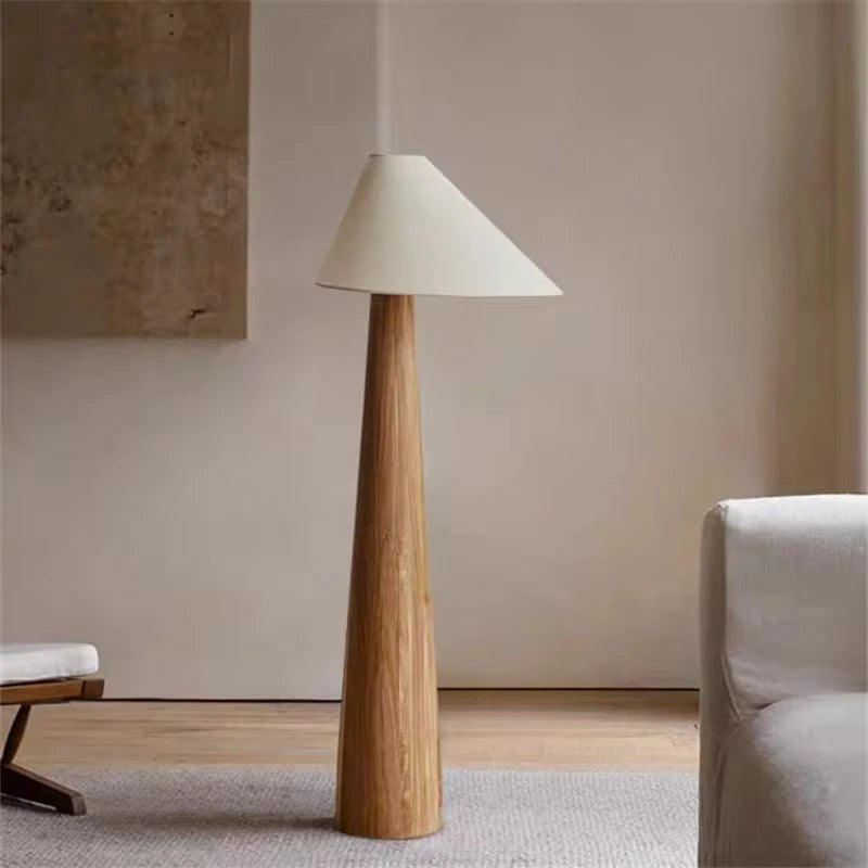 Conical Oak Floor Lamp