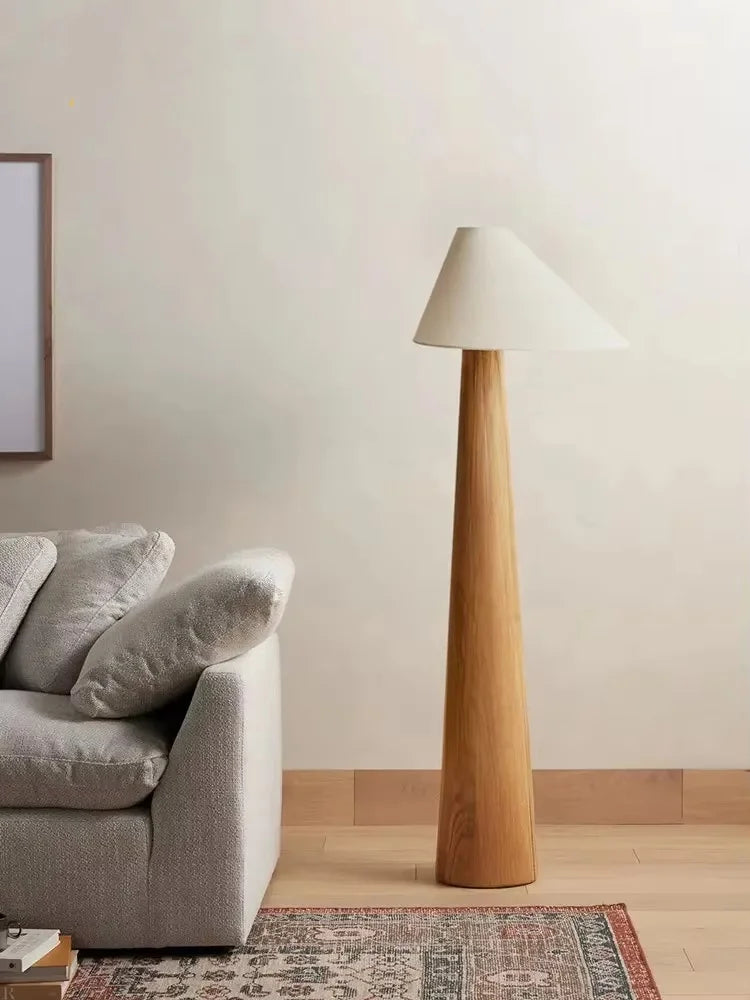 Conical Oak Floor Lamp