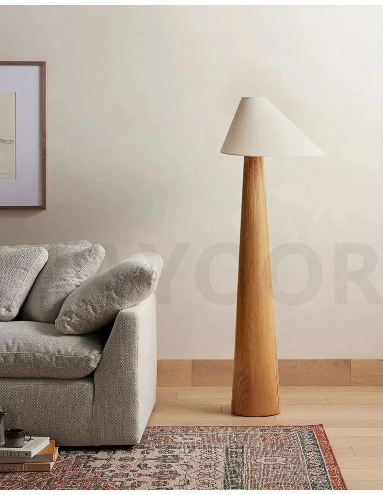 Conical Oak Floor Lamp