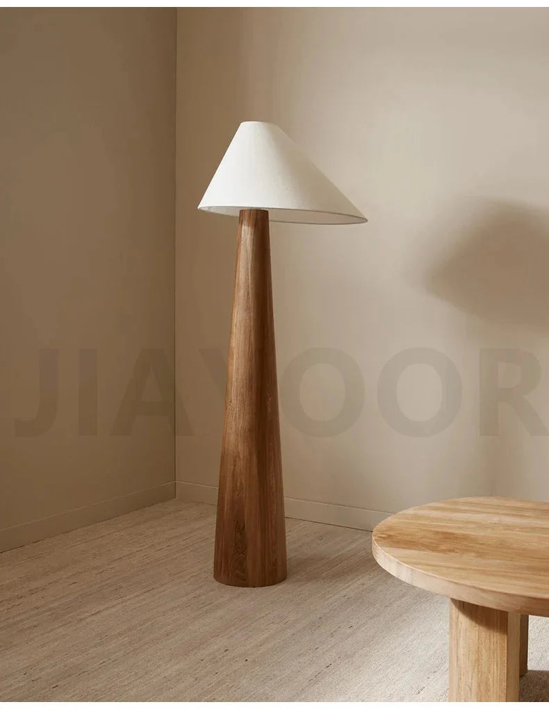 Conical Oak Floor Lamp