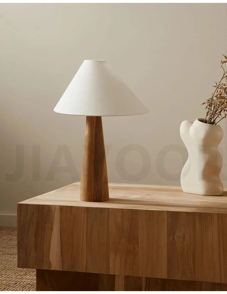 Conical Oak Floor Lamp