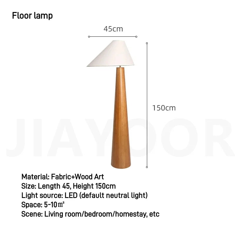 Conical Oak Floor Lamp