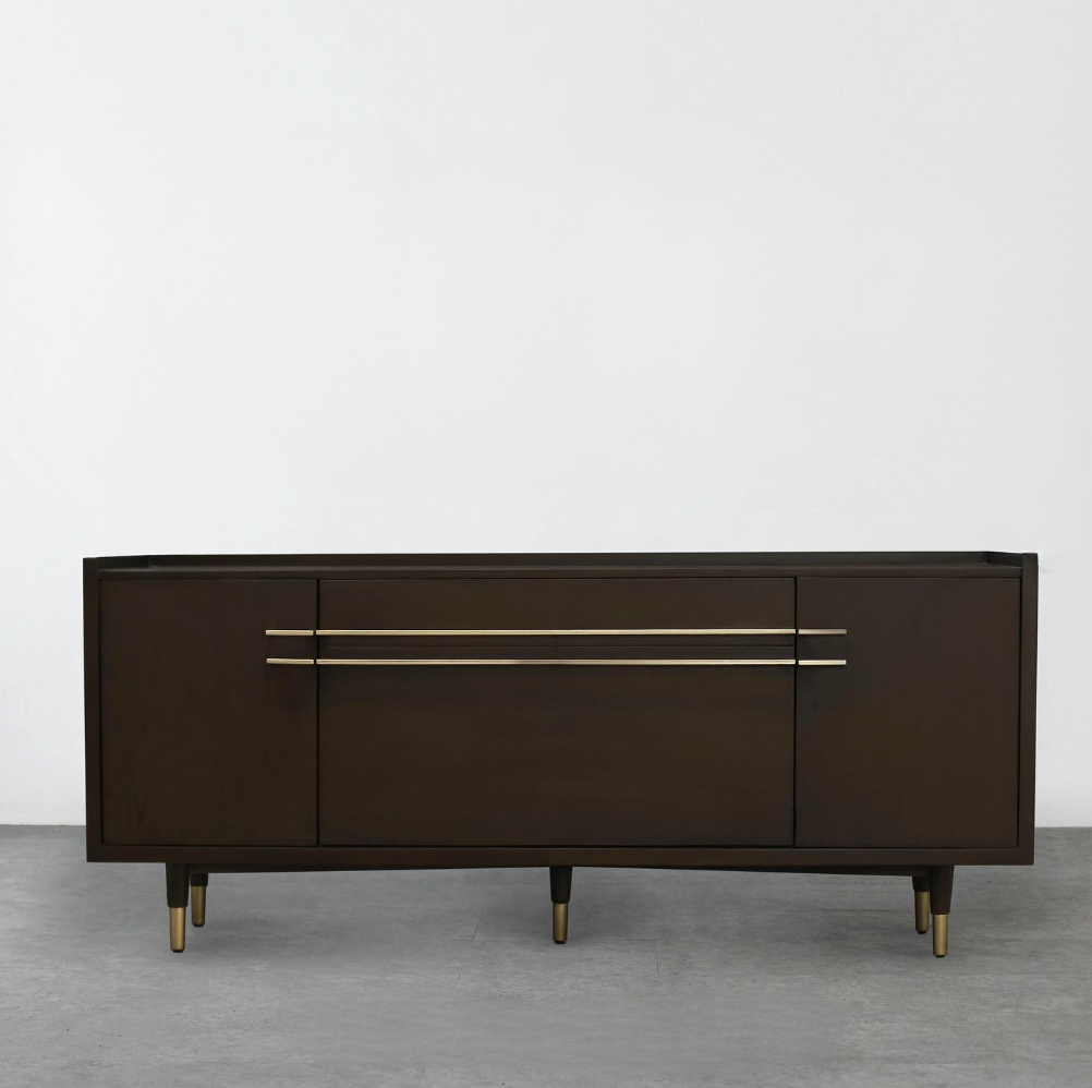 Minimalist Cabinet - Solid Teak, Iron & Brass