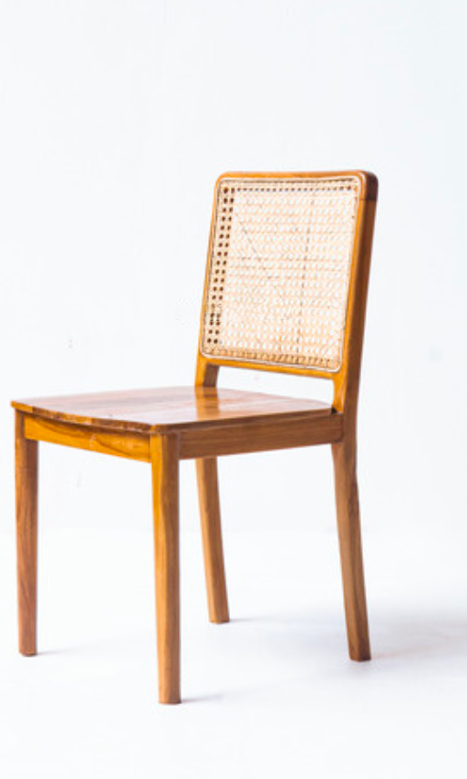 Ergonomic Finishes - Teak Wood & Rattan Chair