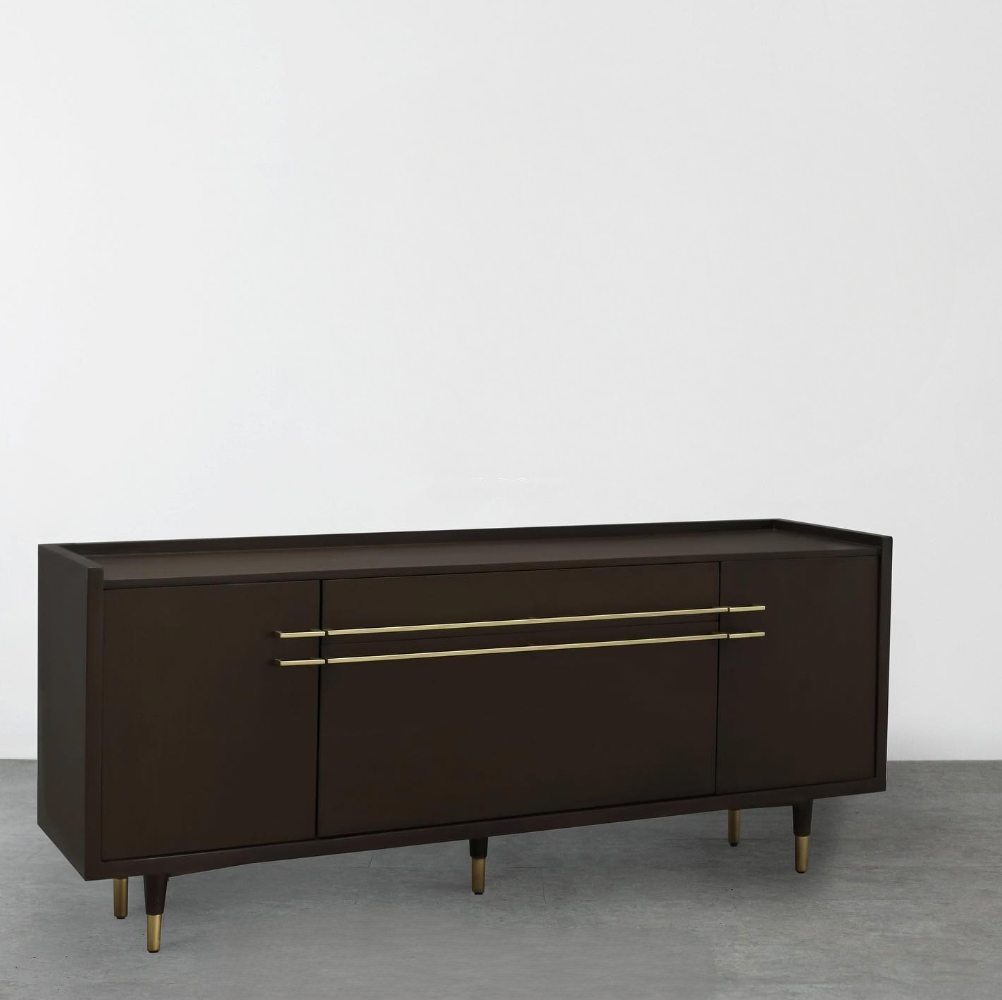 Minimalist Cabinet - Solid Teak, Iron & Brass