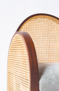 Rattan Chair with Solid Wood Materials Combined with Velvet Fabrics