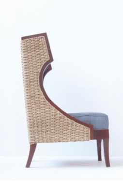 Solid Teak Wood Chair - Combined with Natural Materials