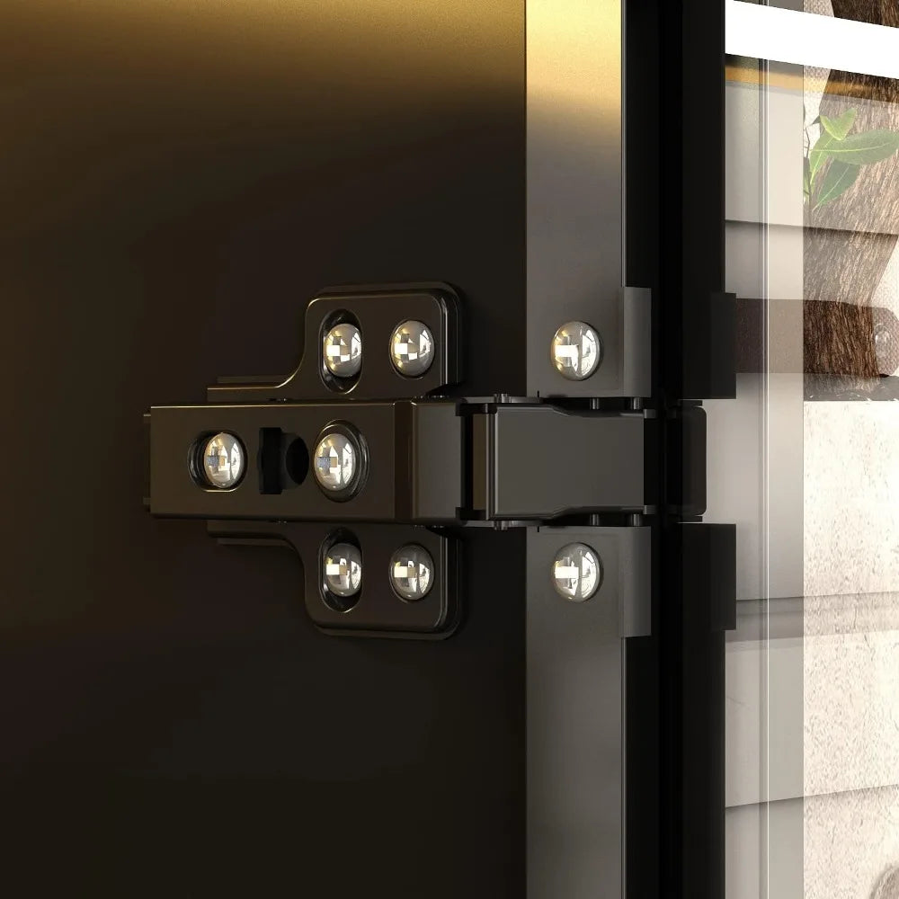Wardrobe with LED Lights, 5-storey Bookshelf and 6 Glass Doors, 47.2-inch Wooden Display Cabinet with Hanging Pole