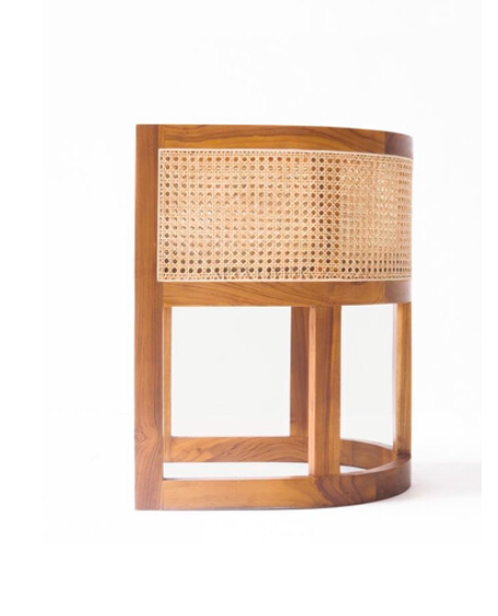 Teak Wood & Rattan Chair - Semi-Circular Shape