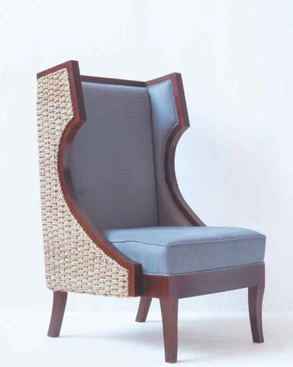 Solid Teak Wood Chair - Combined with Natural Materials