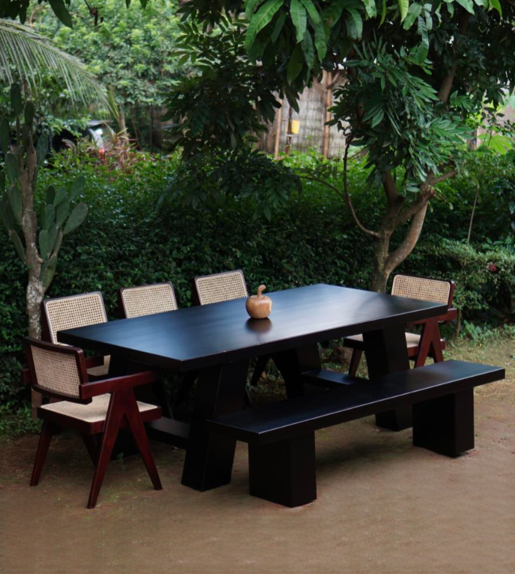 Dining Set Elegance - Teak Wood & Rattan