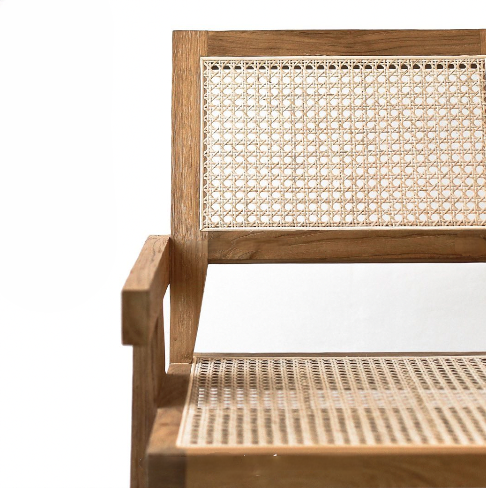 Solid Teak Wood and Rattan Chair - Vintage Design